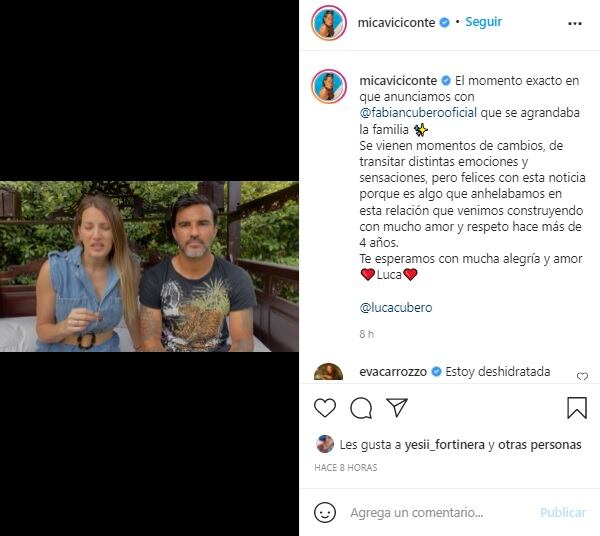 Mica Viciconte y Fabián Cubero compartieron un video especial de cuando contaron que estaban embarazados