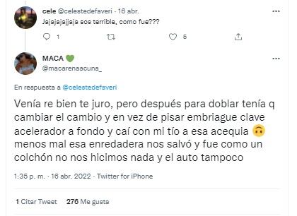 La respuesta de la joven ante sobre cómo fue el siniestro.