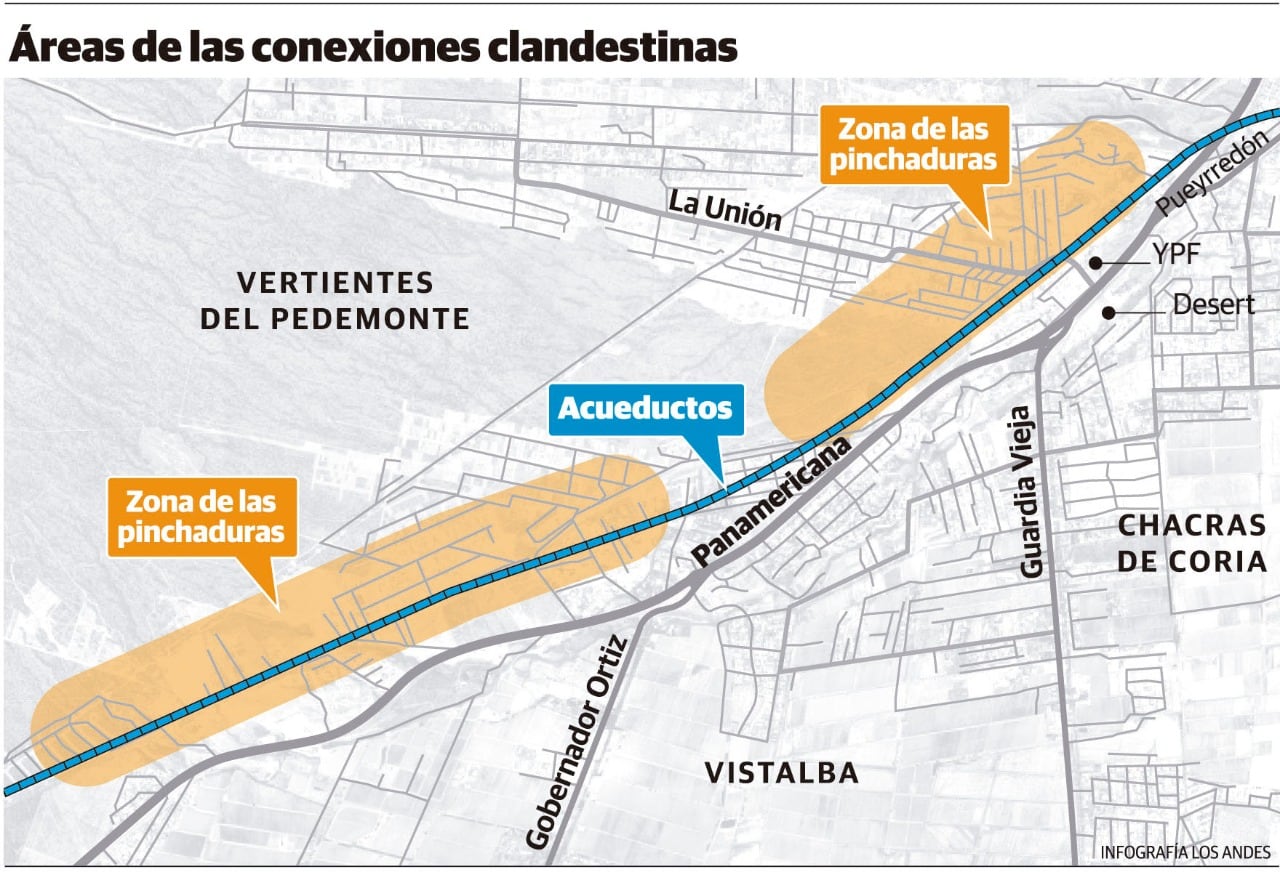 Áreas de las conexiones clandestinas.