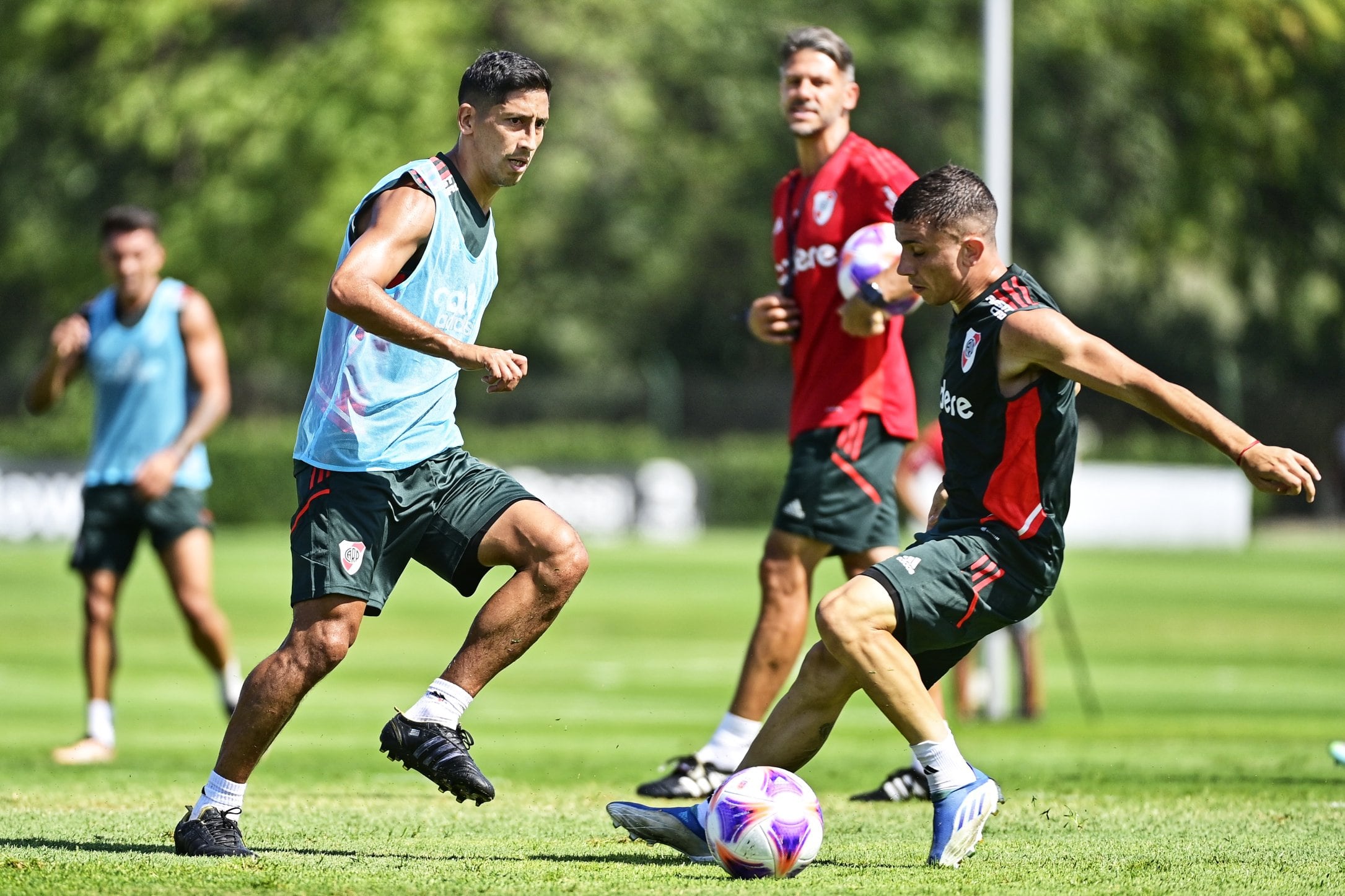 River, con el DT cordobés Martín Demichelis, se prepara para medirse el domingo contra Argentinos Juniors. (Prensa River)