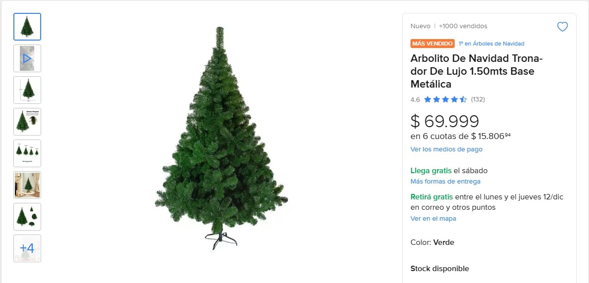 En Mercado Libre un árbol similar se encuentra a $69.999.