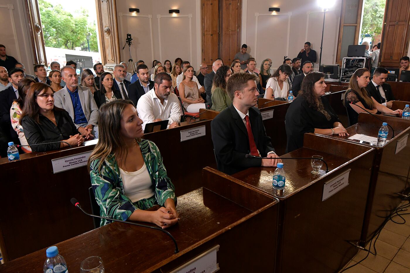 Inicio de sesión del Concejo Deliberante de Godoy Cruz, los ediles estuvieron en el recinto del HCD, presenciaron  el discurso del intendente Tadeo García Zalazar

Foto: Orlando Pelichotti