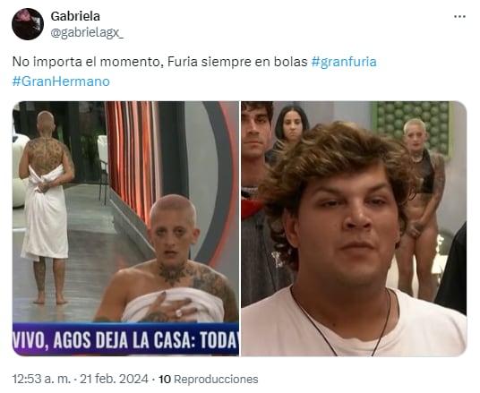 Furia quedó desnuda otra vez en Gran Hermano y estallaron los memes