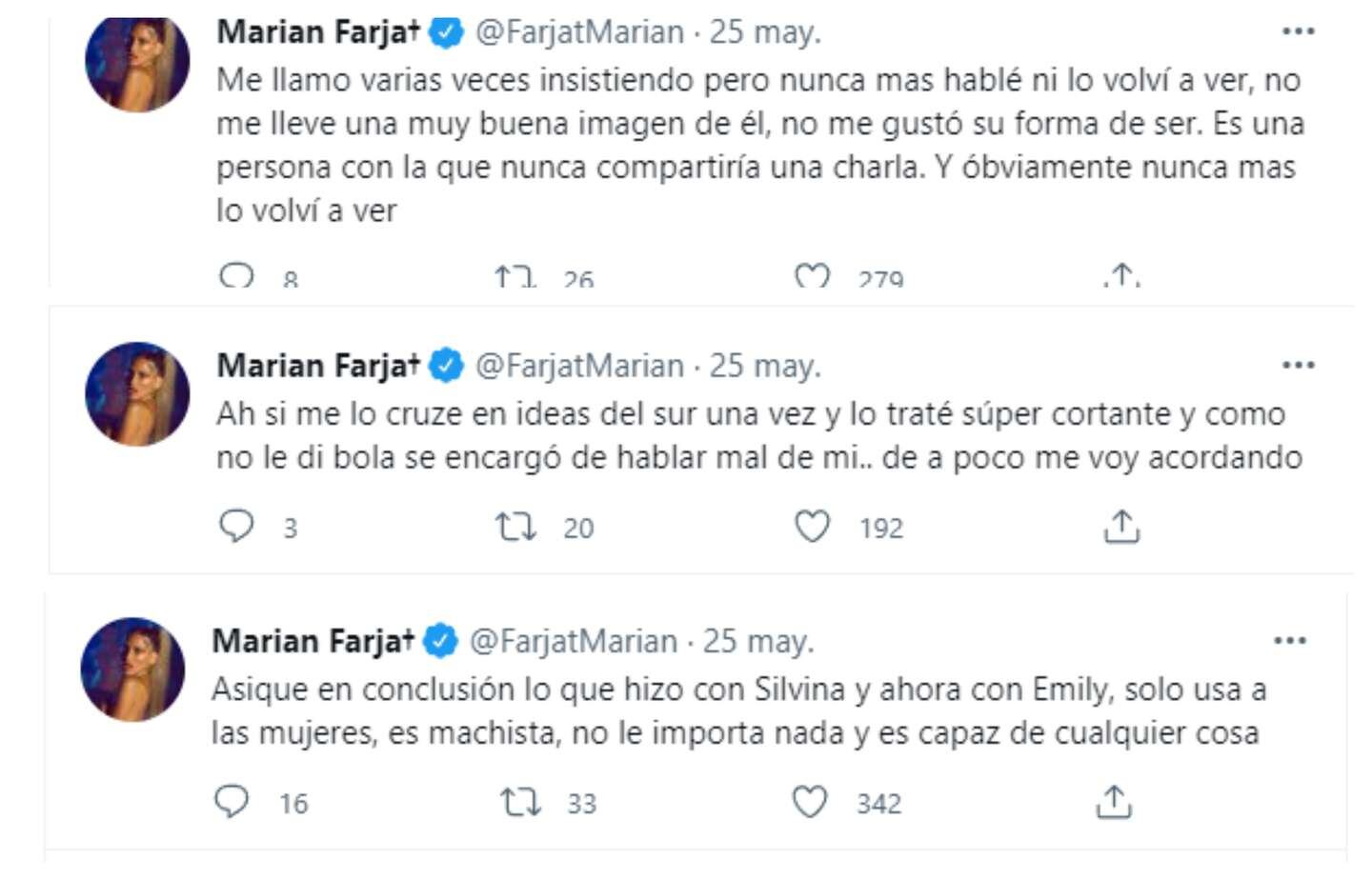 Más tuits de Farjat contra Salwe