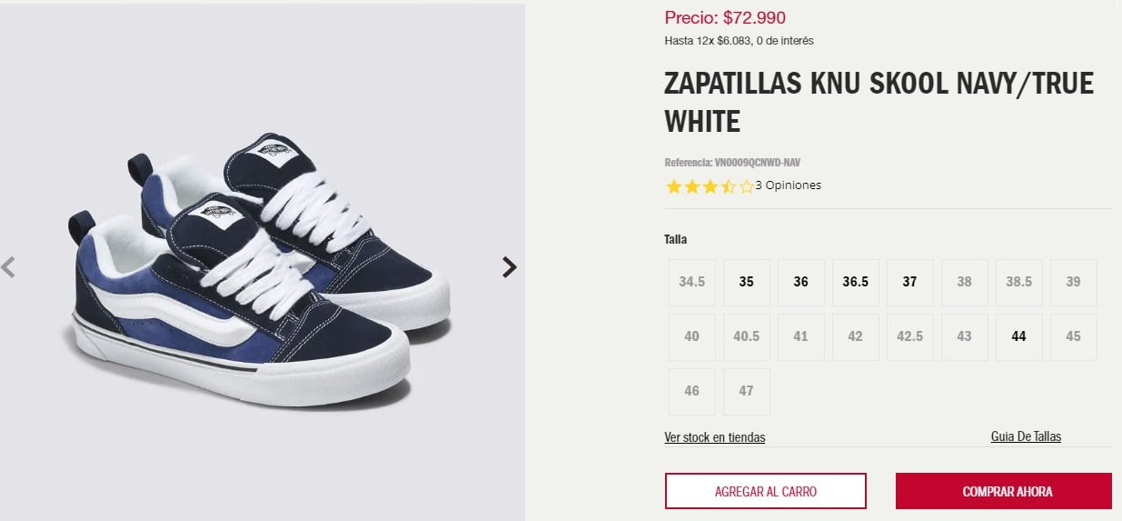 CLP 72.990: precio de las zapatillas Vans Knu Skool en Chile