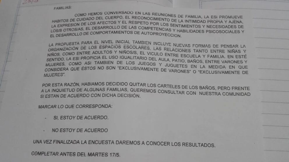 Los padres tenían tiempo hasta ayer para llenar la encuesta que se encuentra al pie de la nota. Foto: Gentileza