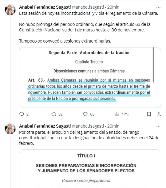 Para Fernández Sagasti, la sesión del Senado en la que eligió autoridades viola la Constitución Nacional y el reglamento sel Senado.