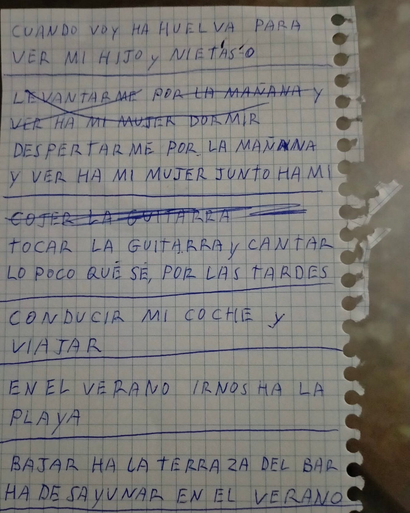 La lista de un abuelo que emocionó en Twitter.