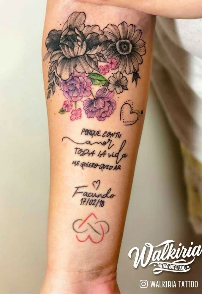 Morena Rial se tatuó en 2018 el nombre de Facundo Ambrosioni, el padre de su hijo .