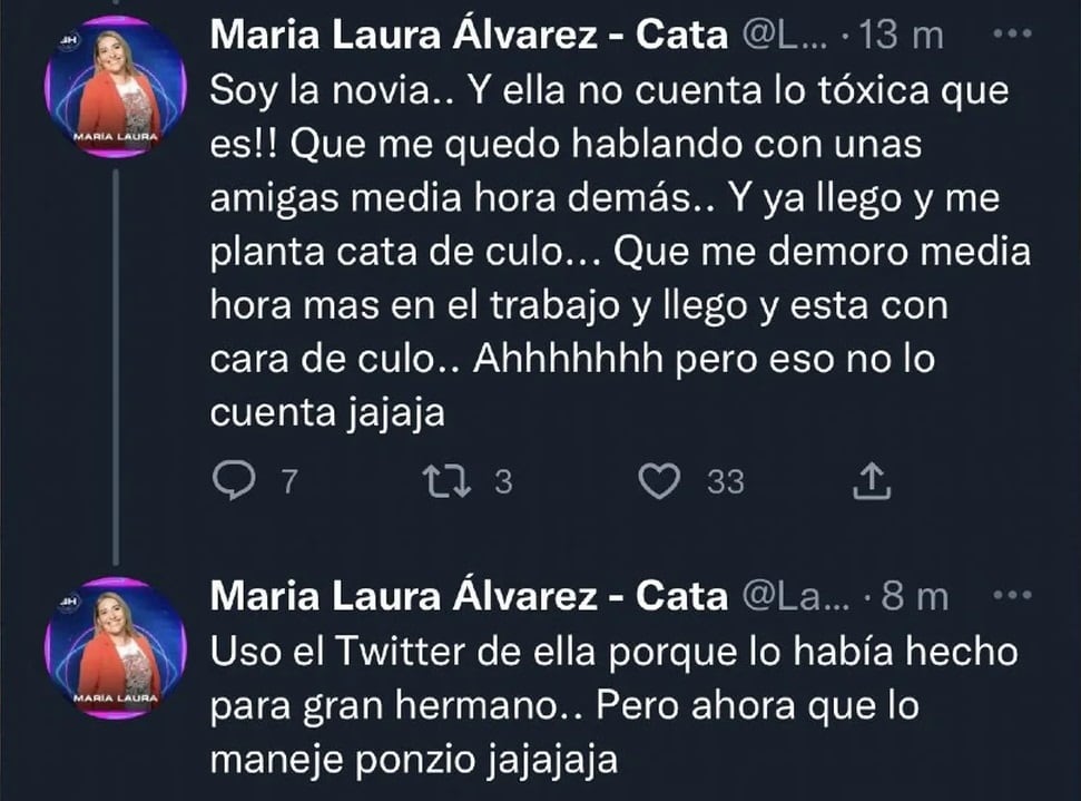 La novia de María Laura de Gran Hermano, furiosa.