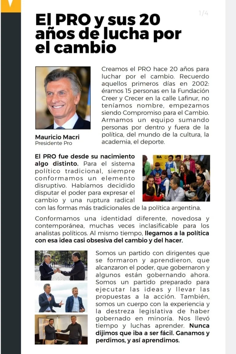 La Editorial de Macri al comienzo del informe. Foto: Gentileza Infobae.