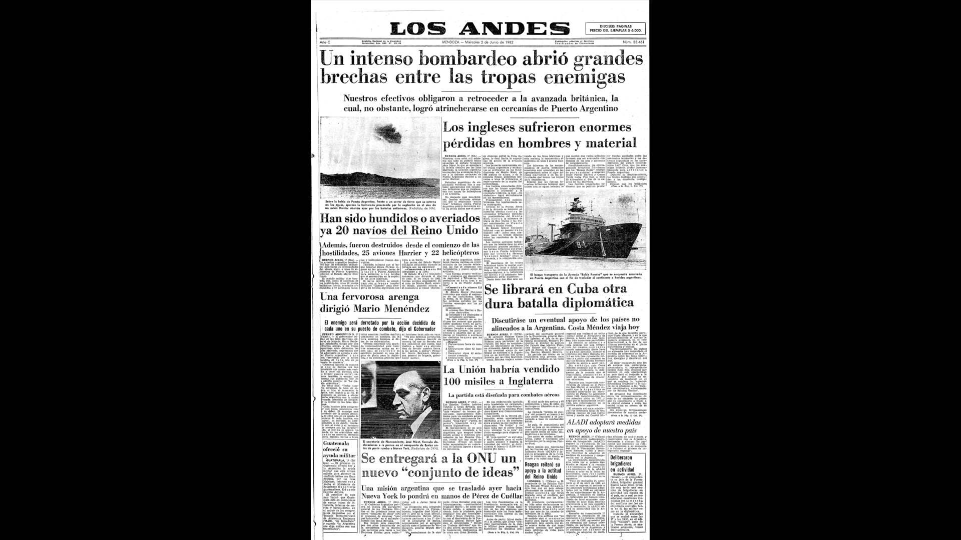 Un recorrido día a día por las portadas del medio más importante de Mendoza, para conocer el pulso diario de la guerra que enluteció a todo el país.