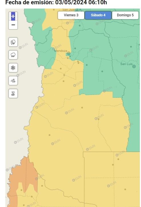 Alerta de viento Zonda para el sábado 4 de mayo (SMN)