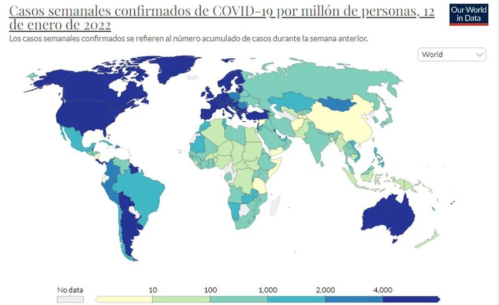 El dato surge del sitió de estadísticas Our World in Data.