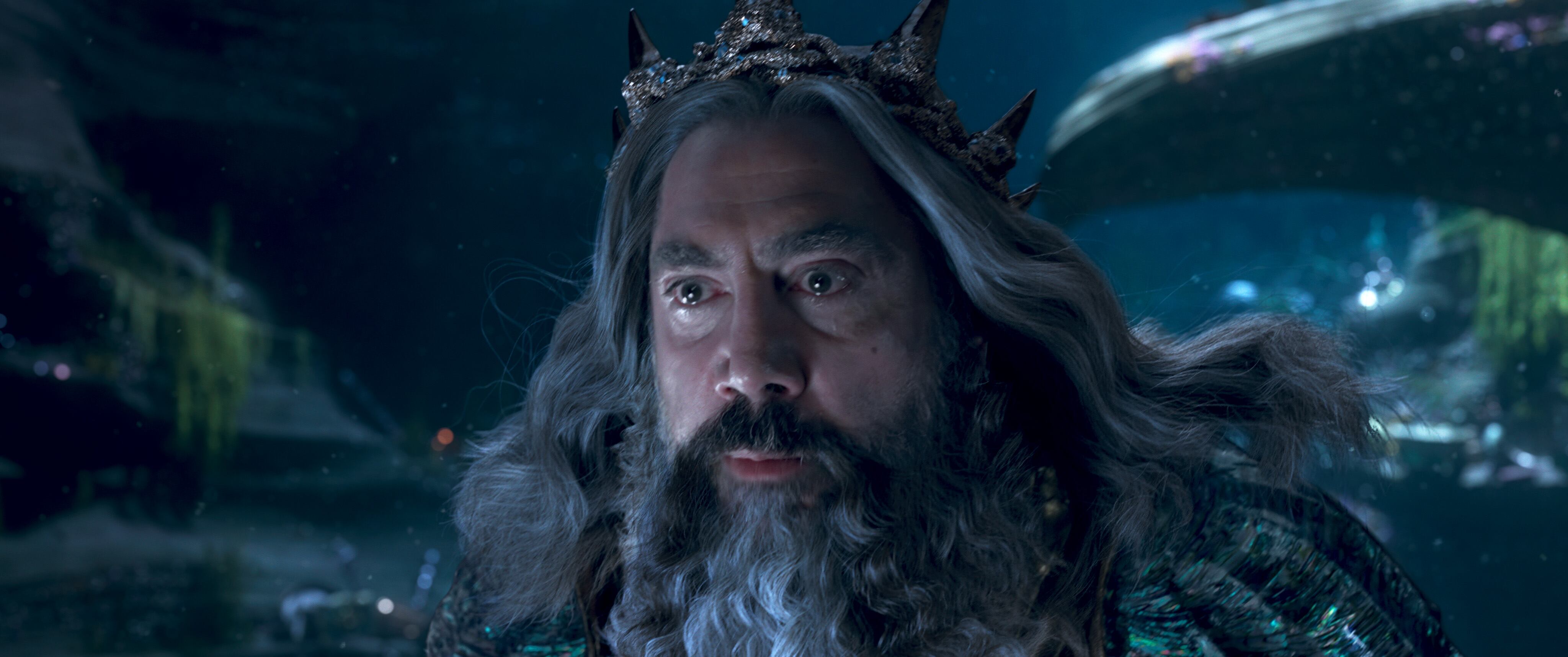 Javier  Bardem como el Rey Tritón. Foto cortesía Disney. © 2022 Disney Enterprises, Inc. Todos los Derechos Reservados