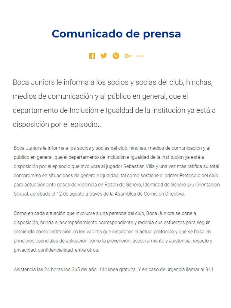 Boca se distancia del caso que involucra a su jugador.