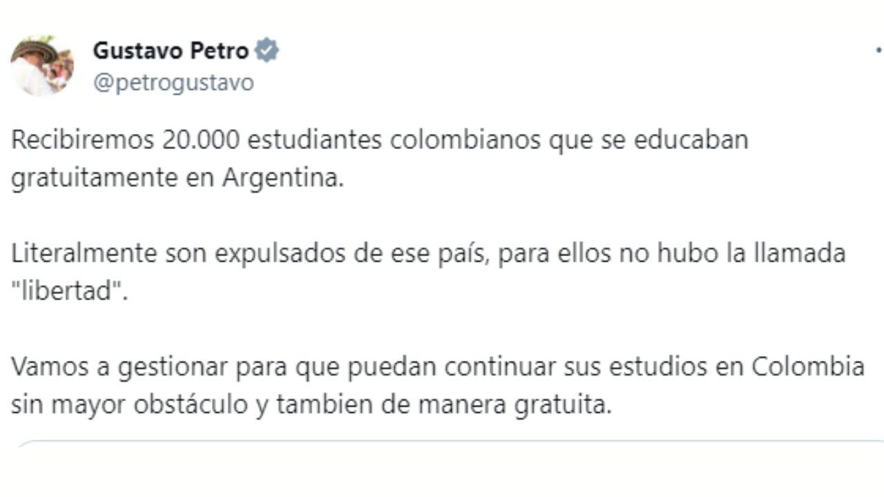 El presidente de Colombia cuestionó a Milei por querer arancelar los estudios universitarios para extranjeros.