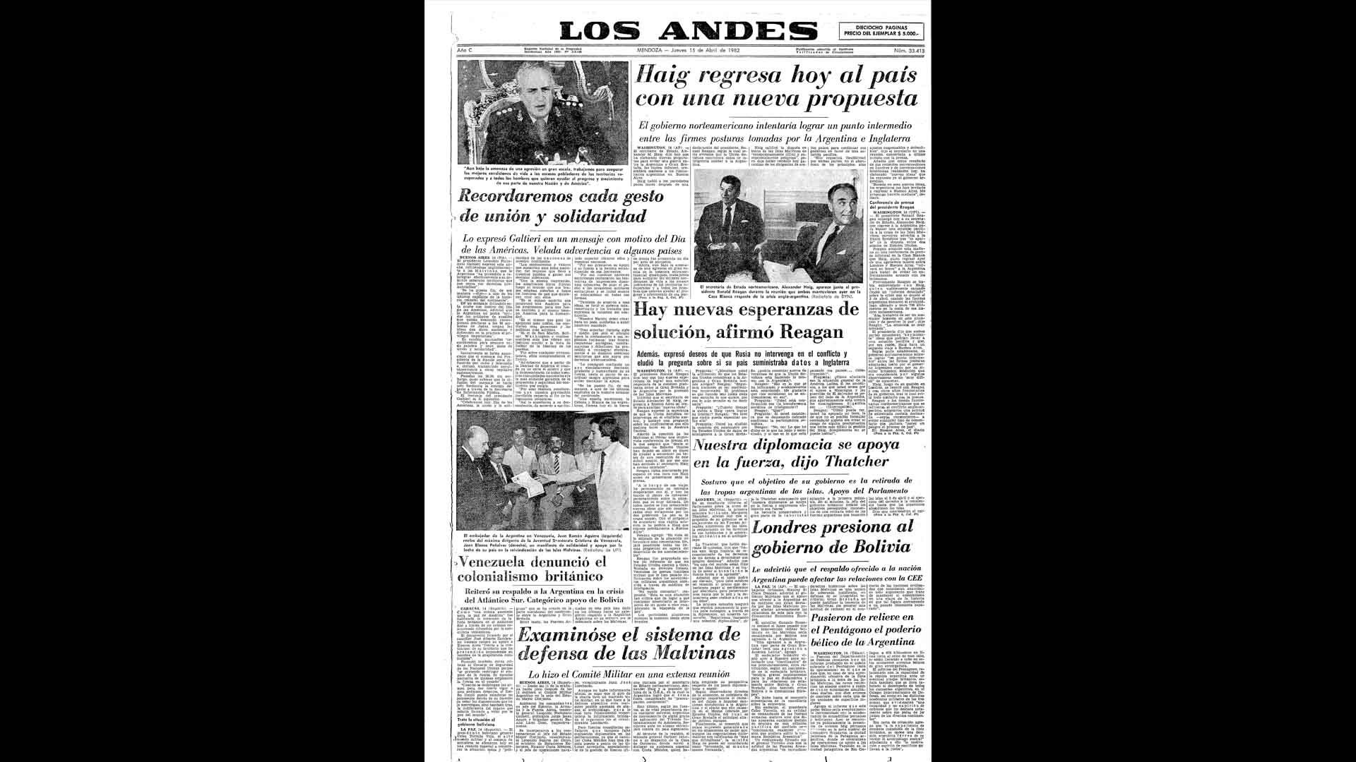 Un recorrido día a día por las portadas del medio más importante de Mendoza, para conocer el pulso diario de la guerra que enluteció a todo el país.