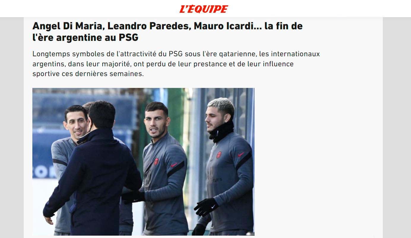 El diario francés asegura que Ángel Di María, Leandro Paredes y Mauro Icardi no seguirán en el PSG junto a Lionel Messi.