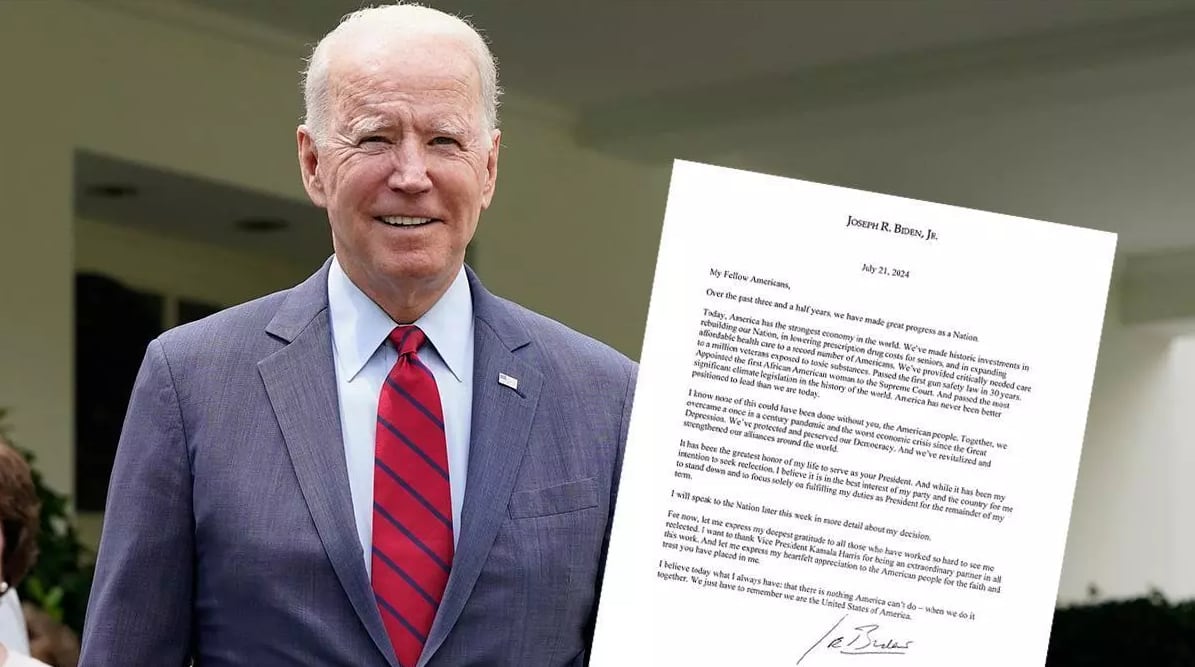 Joe Biden anunció que baja su candidatura a la reelección. Captura: Levante