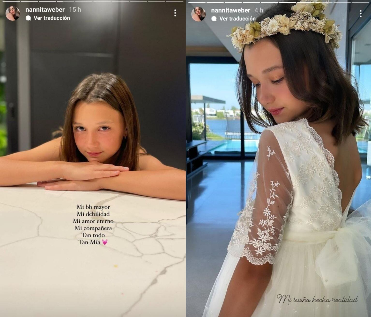 Mía, la hija de Natalie Weber hizo la Comunión y posó como una verdadera modelo