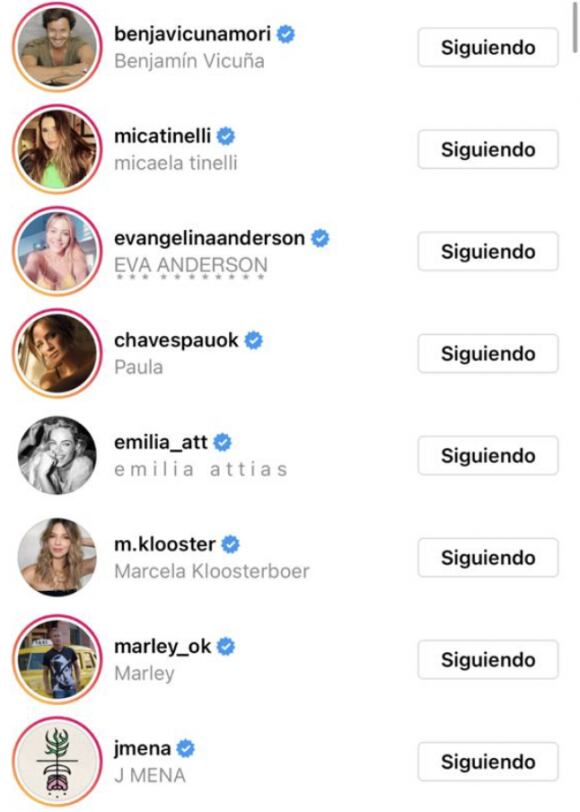 El like del actor del chileno y de otros famosos.