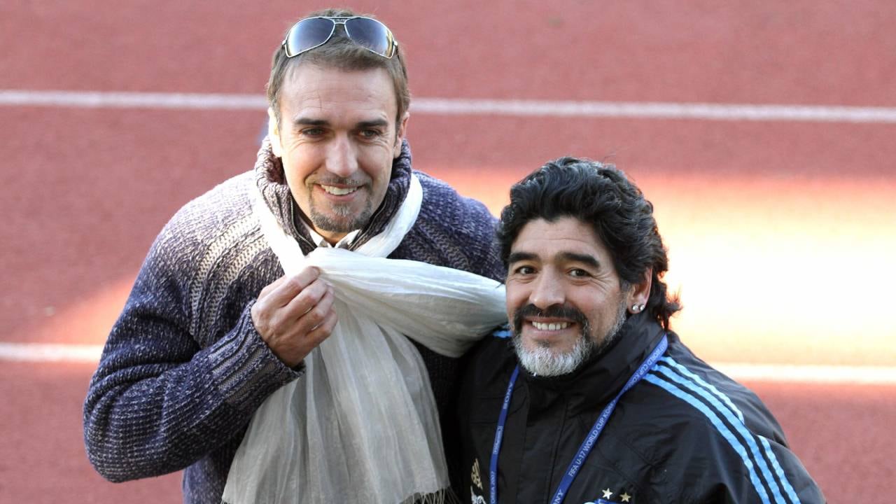 Gabriel Batistuta y Diego Maradona