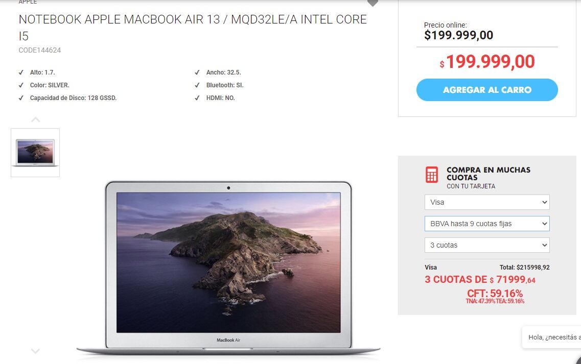 Apple MacBook Air M1 (8 de julio de 2022, Musimundo Argentina)