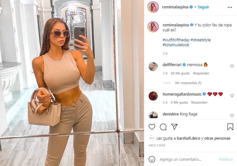 Romina Malaspina conquistó con un outfit color nude