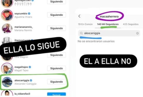 Alex dejó de seguir a su ex novia en Instagram