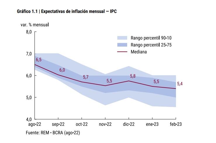 Expectativas de Inflación mensual, REM (agosto -22)