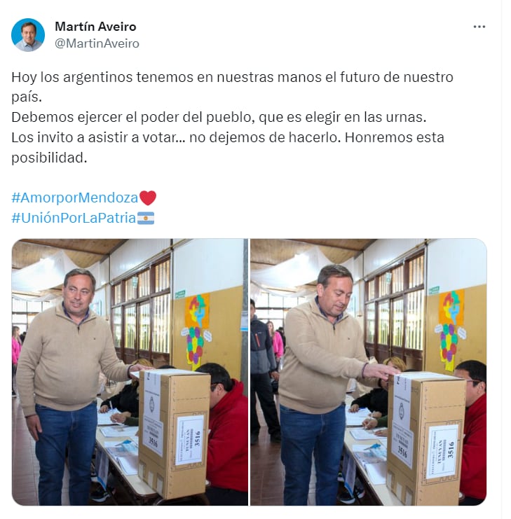 Martín Aveiro votó en Tunuyán