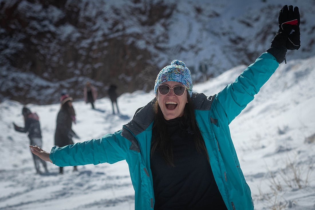 Nieve en Mendoza, Punta de Vacas.
Natalia turista que vino de la provincia de Misiones a pasar sus vacaciones a Mendoza.