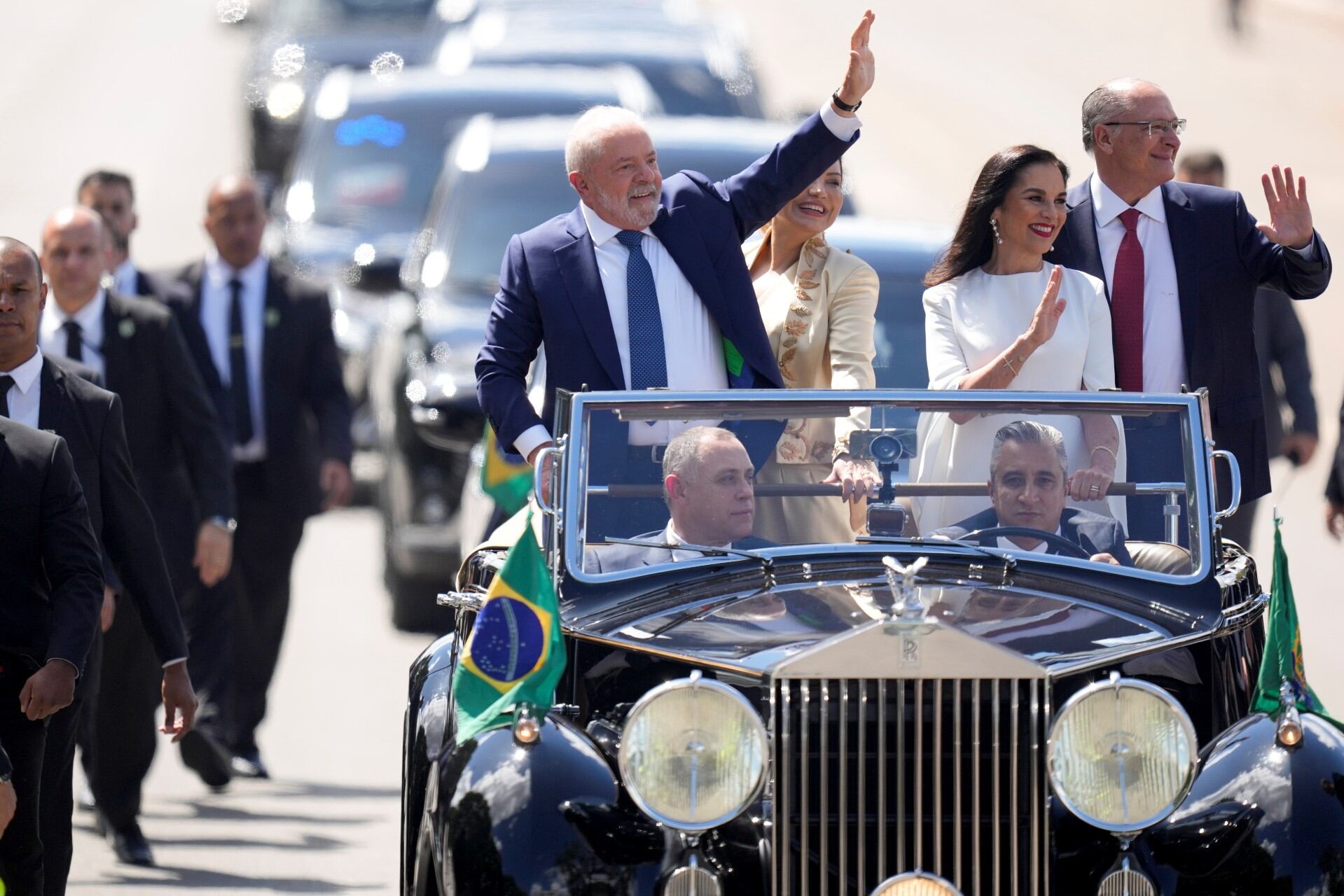 El presidente Luiz Inacio Lula da Silva junto a su esposa,Rosangela Silva; el vicepresidente Geraldo Alckmin y su esposa Maria Lucia Ribeiro (AP)