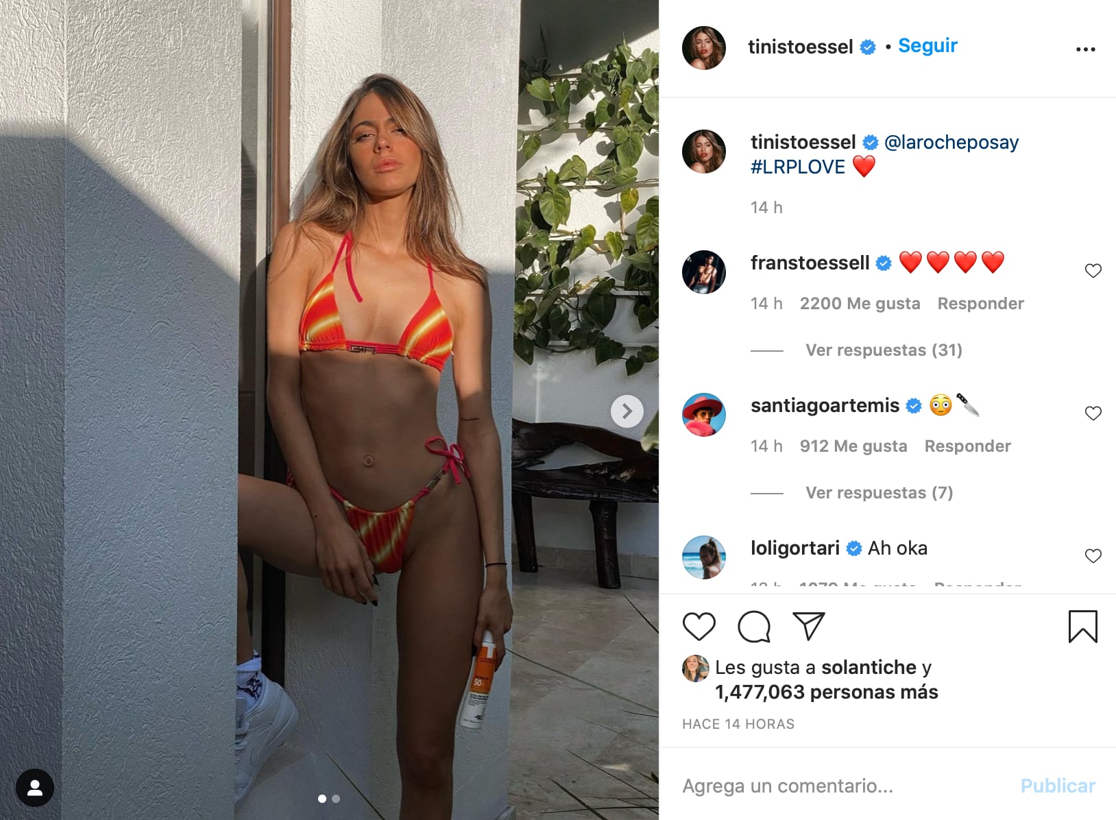 La cantante siempre supera el millón de likes.