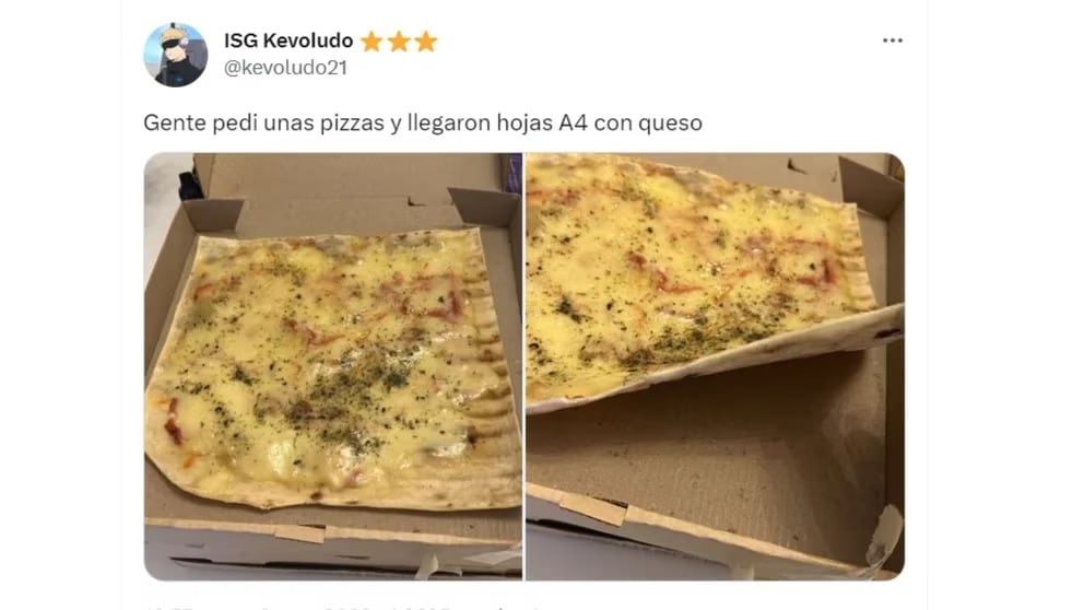 "Me llegaron hojas A4 con queso": el tuit que se viralizó rápidamente. Foto: Twitter