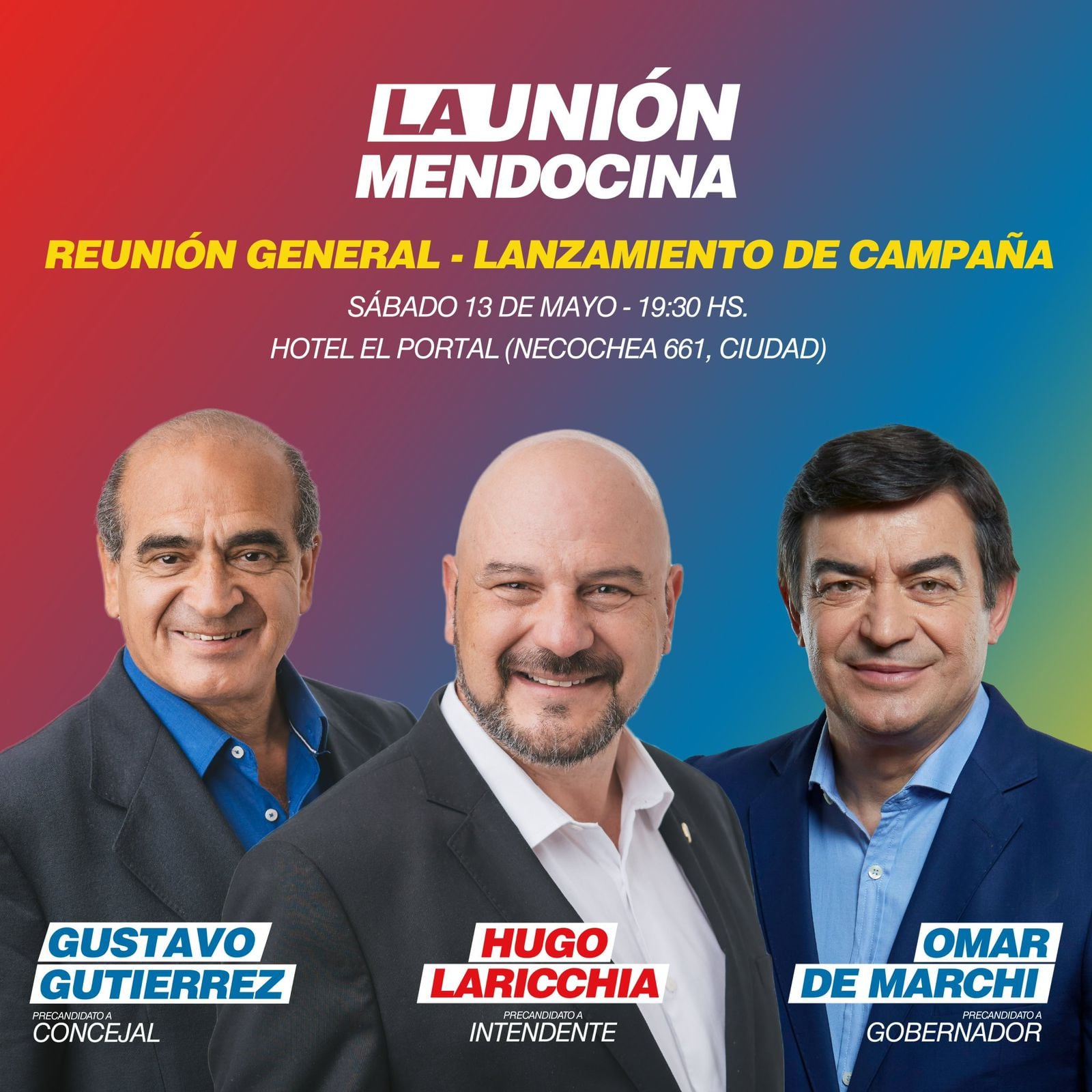 El flyer con la invitación al lanzamiento de Hugo Laricchia en el hotel céntrico.