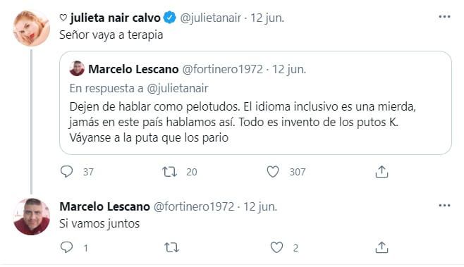 Julieta Nair Calvo y el cruce con sus seguidores