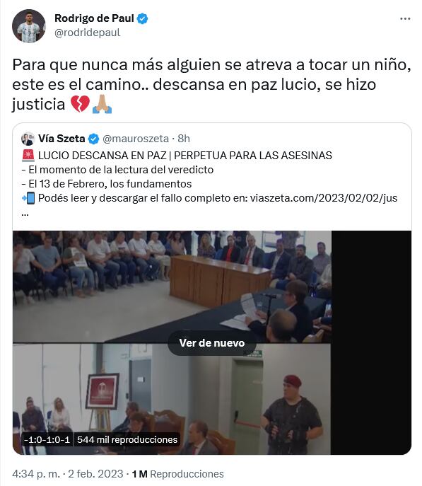 El mediocampista de la scaloneta se pronunció por la condena a las asesinas de Lucio Dupuy.