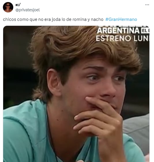 Usuarios en las redes sospecharon de un posible romance entre Romina y Nacho de Gran Hermano