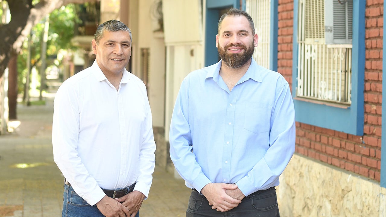 Daniel Urquiza  (secretario general de Las Heras) y Lautaro Cruciani (secretario general del movimiento Evita en Mendoza) dirigentes del Movimiento Evita. 