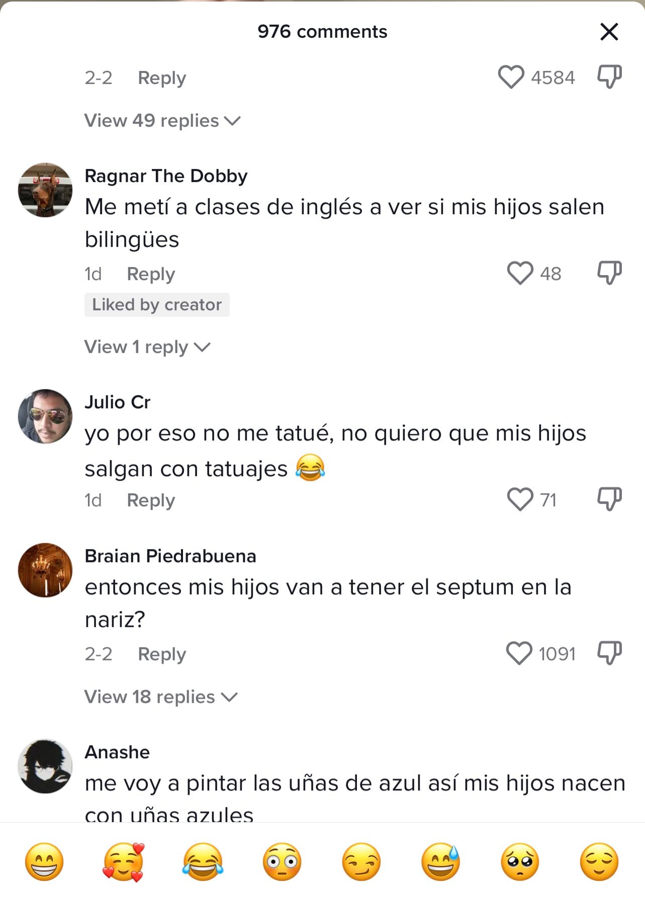 Algunos de los comentarios del video en TikTok. Foto: captura de pantalla.