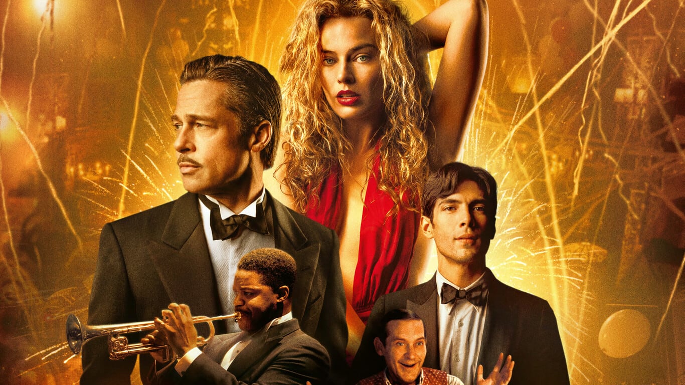 Margot Robbie, Brad Pitt y Tobey Maguire en "Babylon"