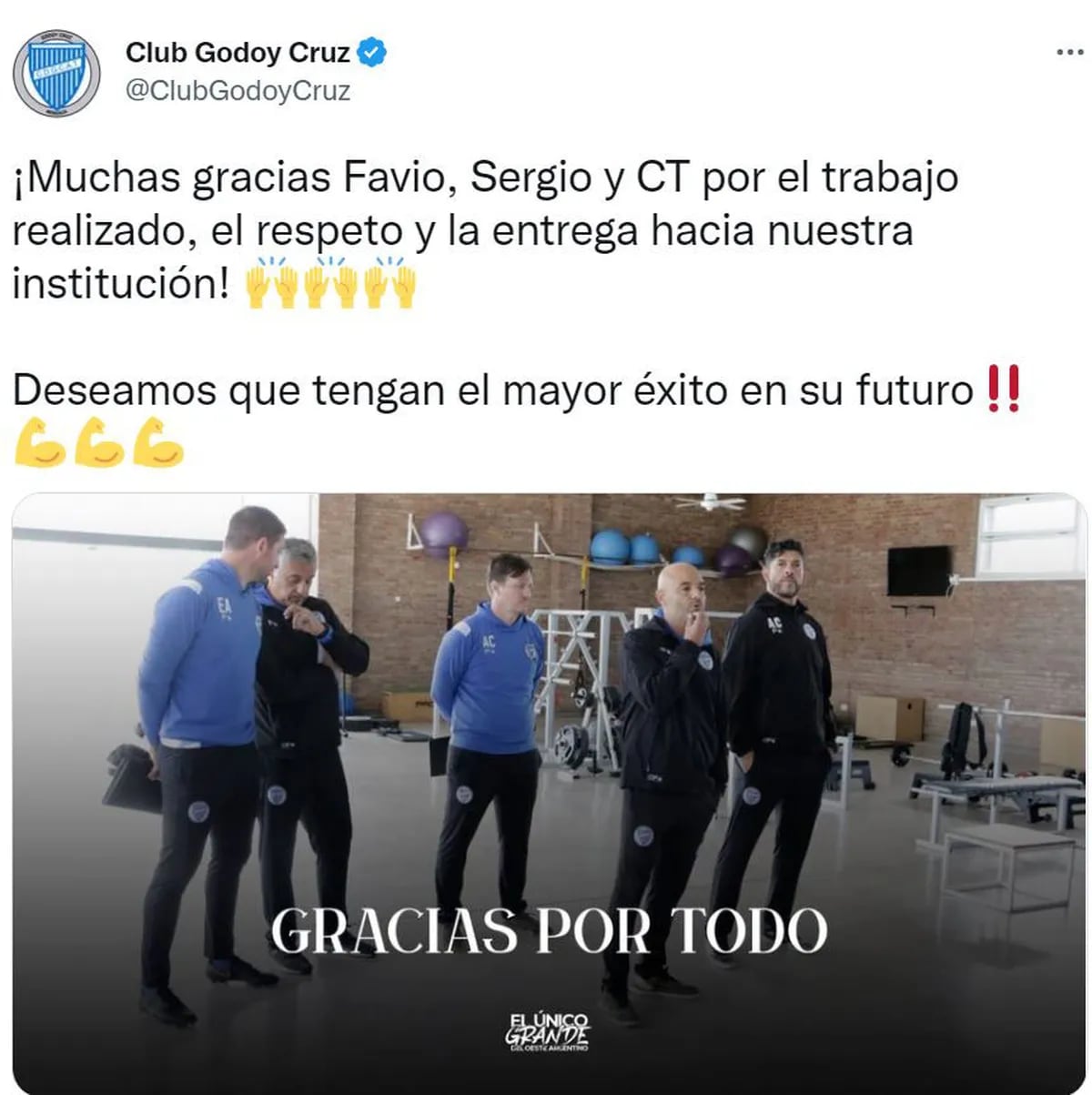 El Club Godoy Cruz despidió a la dupla técnica Favio Orsi - Sergio Gómez.