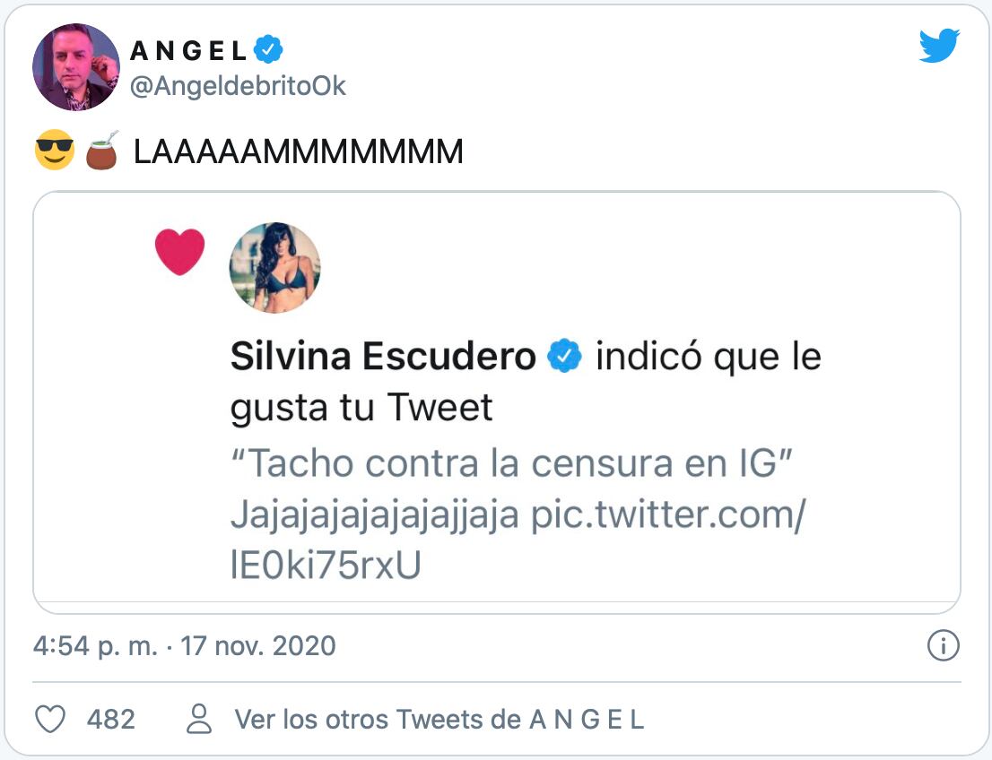 El conductor resaltó el like de Silvina Escudero.