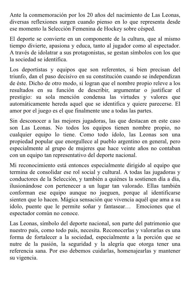 La carta de Bielsa a Las Leonas.