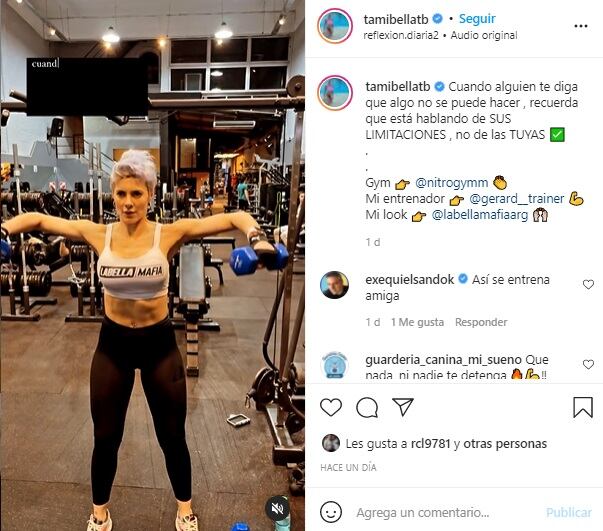 Tamara Bella reveló que no le gusta ir al gimnasio y se desafió a ir todos los días