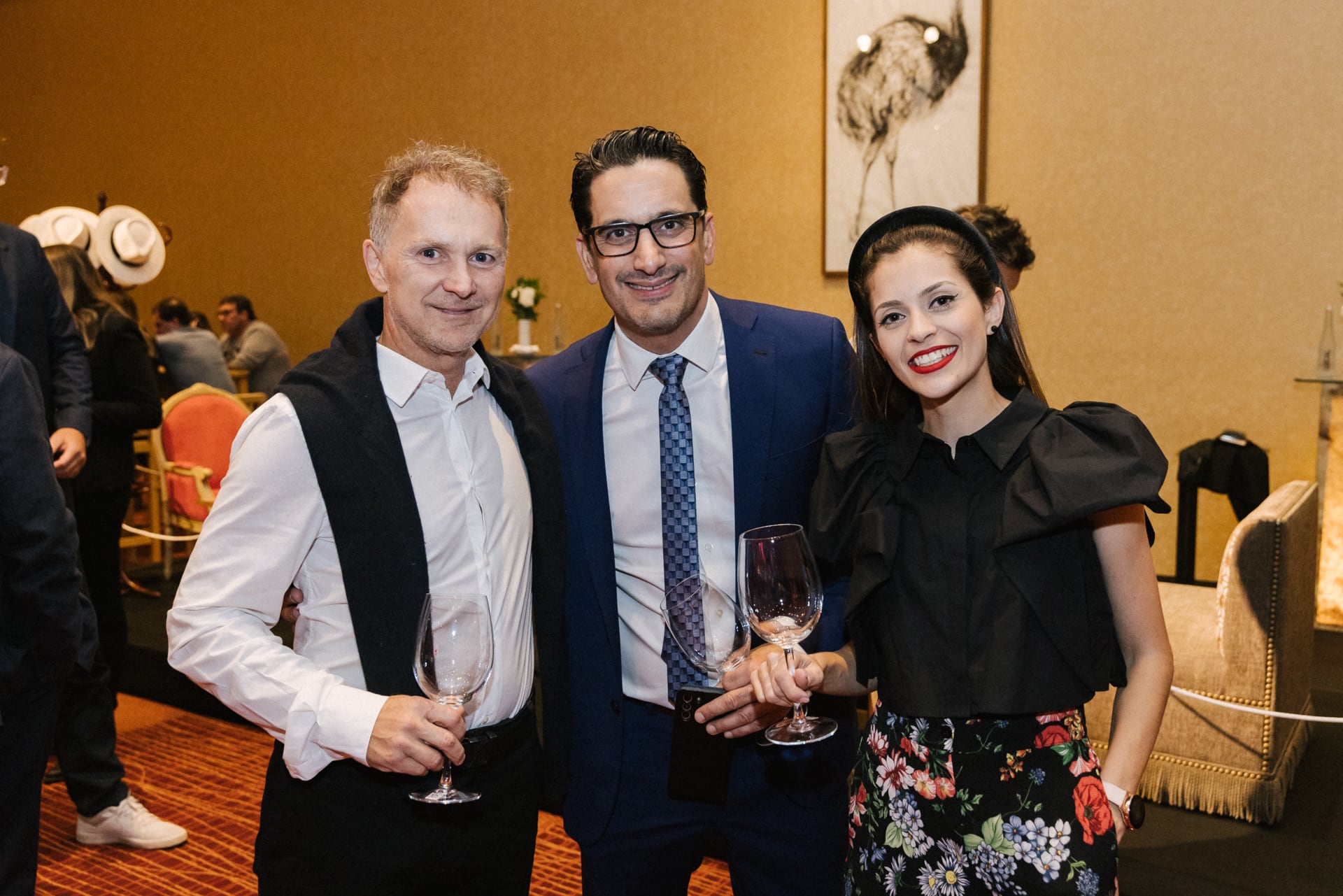 Diego Banfi (fundador de bodega Piccolo Banfi), Ariel H. Pérez (Gte. Gral. Sheraton Mendoza Hotel y Casino) y Rocío Aracena