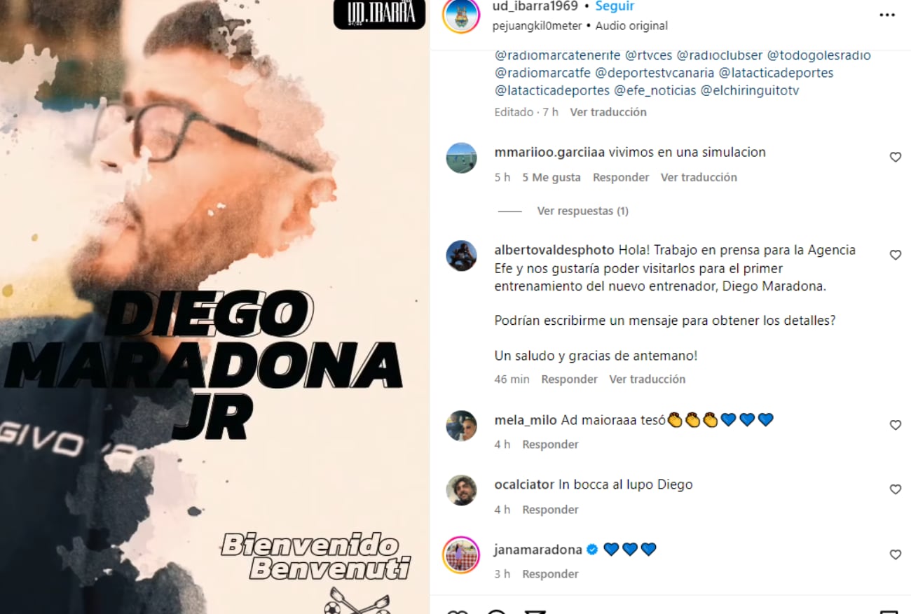 La institución de Tenerife comunicó la llegada de Diego a través de las redes sociales.