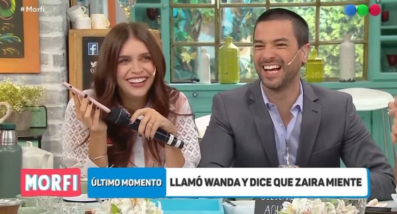 Zaira Nara y el Chino Leunis, en Telefe. Captura de video.